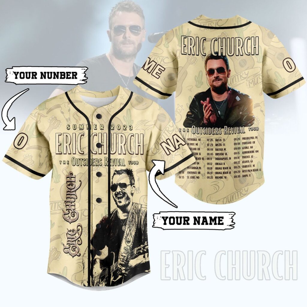 Eric Church Baseball Jersey For Men Women And Kids Gift for Fans Eric Church Baseball Jersey For Men Women And Kids Gift for Fans