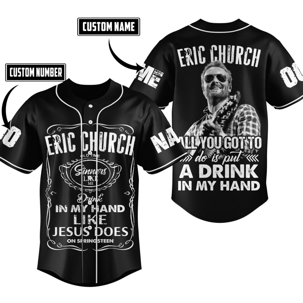 Eric Church Baseball Jersey For Men Women And Kids Gift for Fans Eric Church Baseball Jersey For Men Women And Kids Gift for Fans