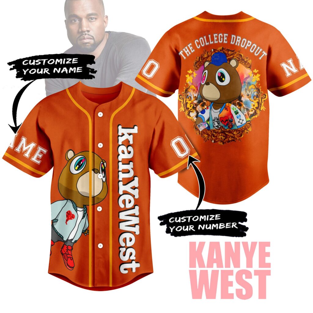 Dropout Bear Kanye West Baseball Jersey For Men Women And Kids Gift for Fans Dropout Bear Kanye West Baseball Jersey For Men Women And Kids Gift for Fans