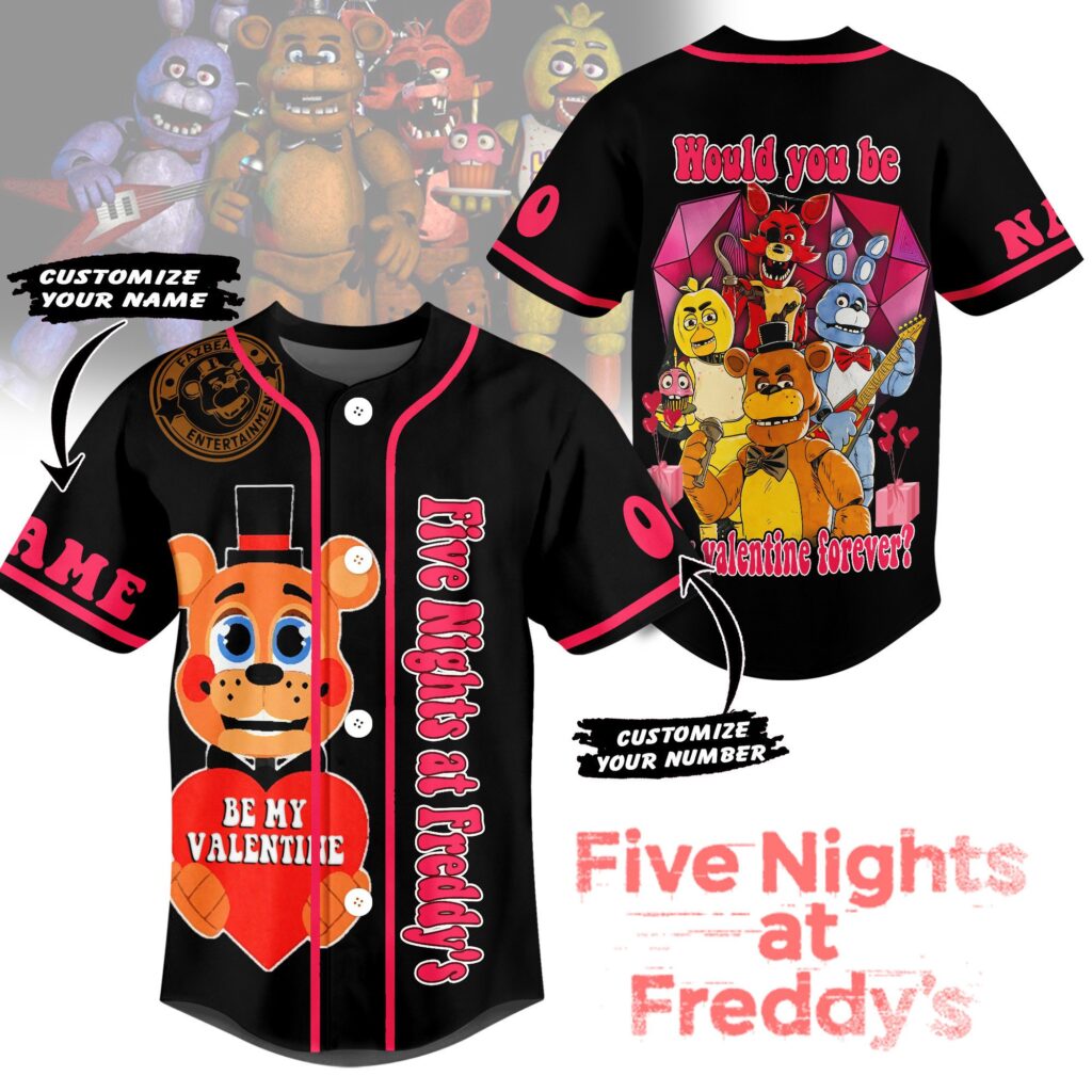 Five Nights at Freddy Baseball Jersey For Men Women And Kids Gift for Fans Five Nights at Freddy Baseball Jersey For Men Women And Kids Gift for Fans