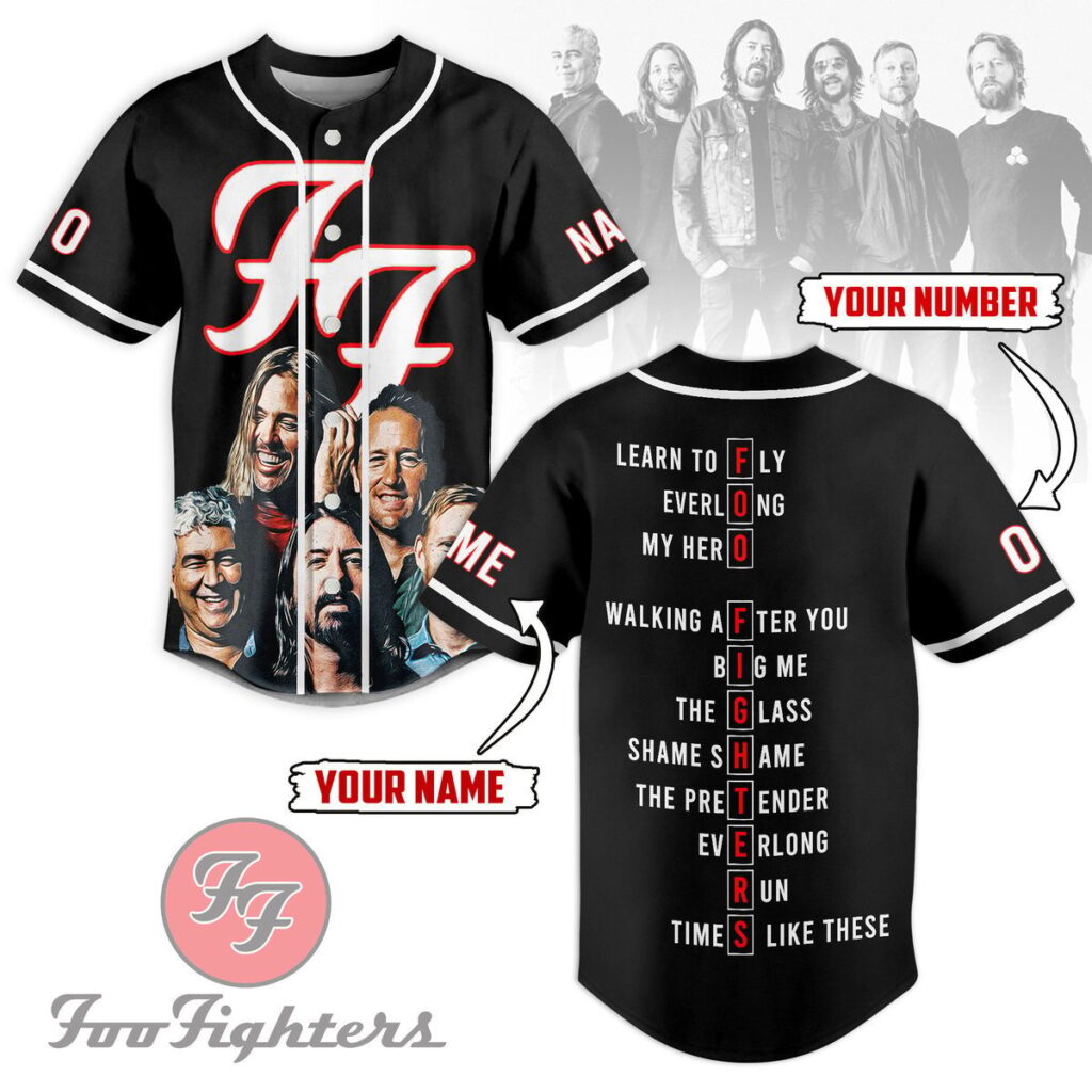Foo Fighters Baseball Jersey For Men Women And Kids Gift for Fans Foo Fighters Baseball Jersey For Men Women And Kids Gift for Fans