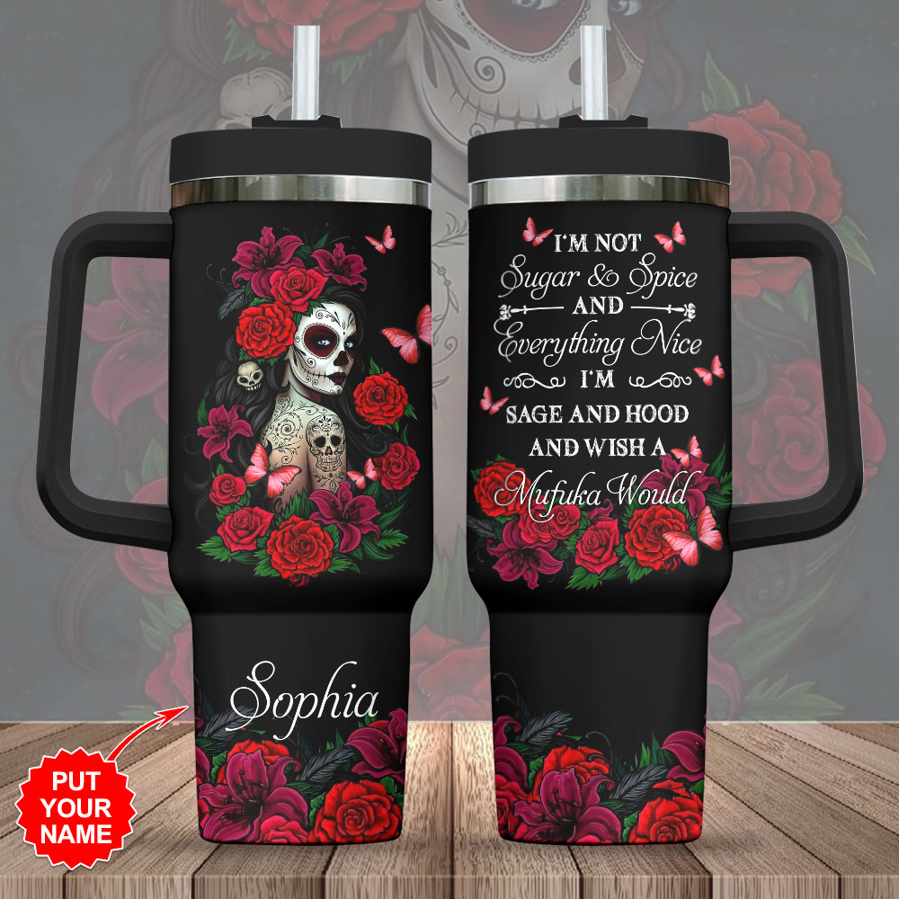 Personalized Sugar Skull 40oz Stanley Tumbler – Gift for Fans – Gift for Fans Personalized Sugar Skull 40oz Stanley Tumbler – Gift for Fans – Gift for Fans