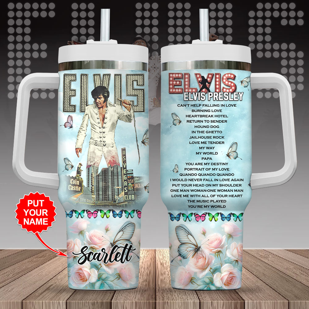 Personalized Elvis Presley 40oz Stanley Tumbler – Gift for Fans – Gift for Fans Personalized Elvis Presley 40oz Stanley Tumbler – Gift for Fans – Gift for Fans