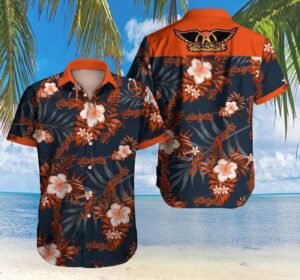 Aerosmith Hawaiian Graphic Print Short Sleeve Hawaiian Casual Shirt 1
