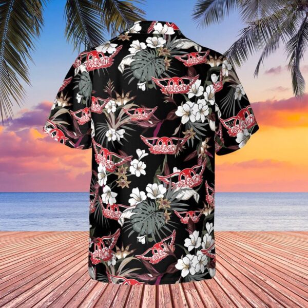 Aerosmith Rock Band Tropical Forest All Over Print 3D Hawaiian Shirt – Black