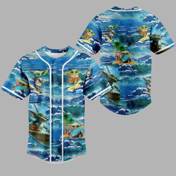 Baby Yoda Surfing Baseball Jersey For Men Women And Kids Gift for Fans