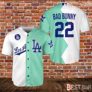 Bad Bunny Dodgers Shirt LA Baseball Jersey Tee – Custum name