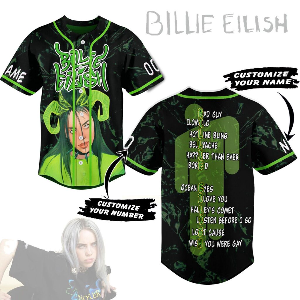 Billie Eilish Baseball Jersey For Men Women And Kids Billie Eilish Baseball Jersey For Men Women And Kids
