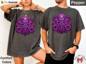 Comfort Colors Octopus Shirt: Ocean Animal Kraken Tee - Unisex Graphic Shirts Rock Band & Metal Music Concert Gifts