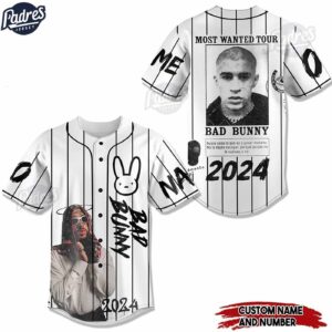 Custom Bad Bunny Most Wanted Tour Gift Baseball Jersey Style