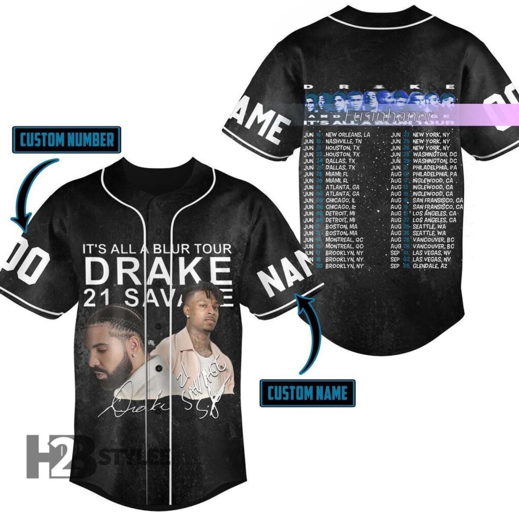 Drake Gift Savage It’s All A Blur Tour Gift Vintage Custom Drake Music Tour Gift Baseball Jersey Shirt Drake Gift Savage It’s All A Blur Tour Gift Vintage Custom Drake Music Tour Gift Baseball Jersey Shirt