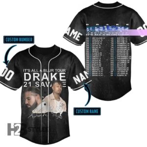 Drake Gift Savage It's All A Blur Tour Gift Vintage Custom Drake Music Tour Gift Baseball Jersey Shirt