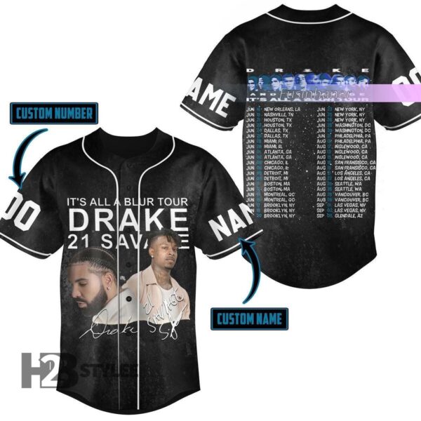 Drake Gift Savage It’s All A Blur Tour Gift Vintage Custom Drake Music Tour Gift Baseball Jersey Shirt