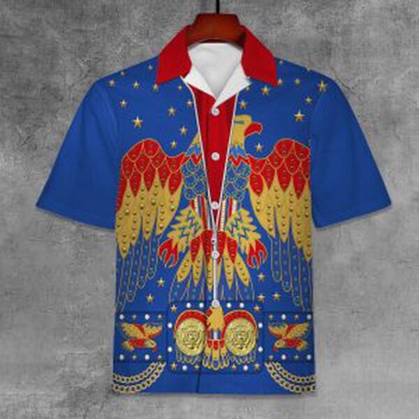 Elvis Eagle Blue Unisex Hawaiian Shirt
