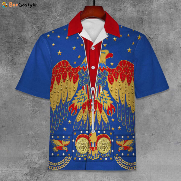 Elvis Eagle Blue Unisex Hawaiian Shirt