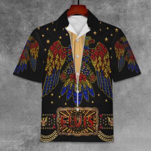 Elvis In Black Aloha Unisex Hawaiian Shirt 1