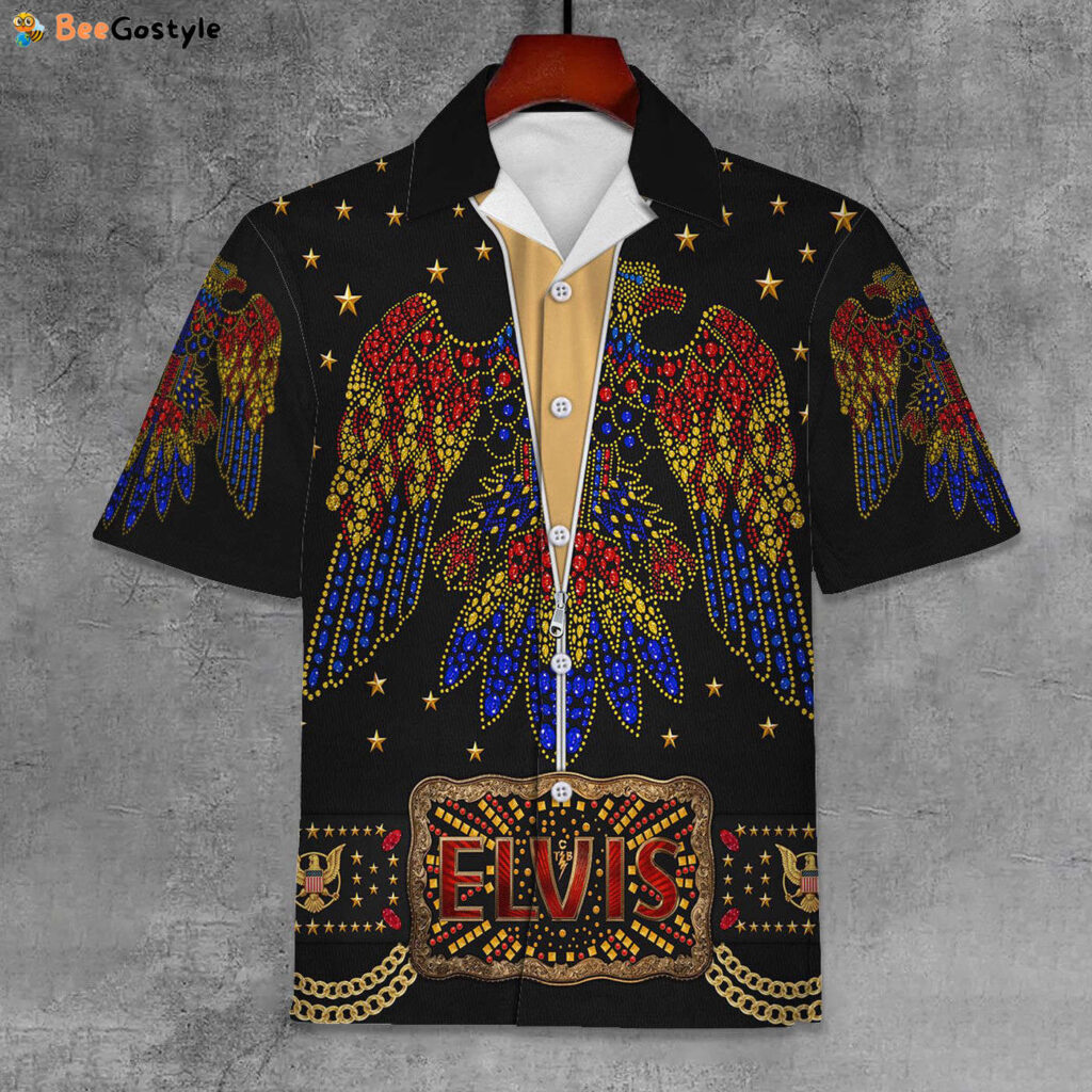 Elvis In Black Aloha Unisex Hawaiian Shirt Elvis In Black Aloha Unisex Hawaiian Shirt