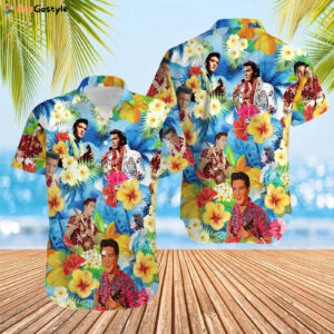 Elvis Presley Hawaiian, Tropical Button Shirt,Aloha Vibes Beach Shirt, Elvis Presley Shirt