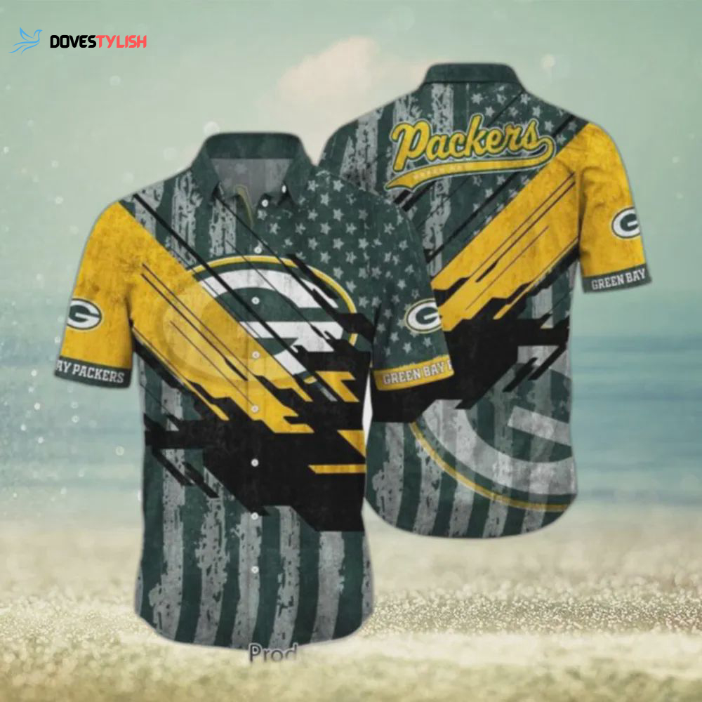 Green Bay Packers NFL American Flag Hawaiian Shirt Green Bay Packers NFL American Flag Hawaiian Shirt