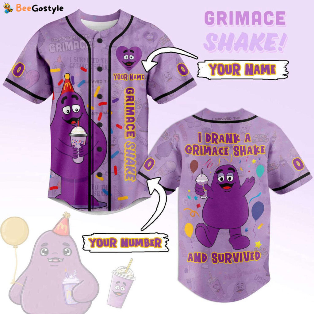 Grimace Shake Baseball Jersey For Men Women And Kids Gift for Fans Grimace Shake Baseball Jersey For Men Women And Kids Gift for Fans