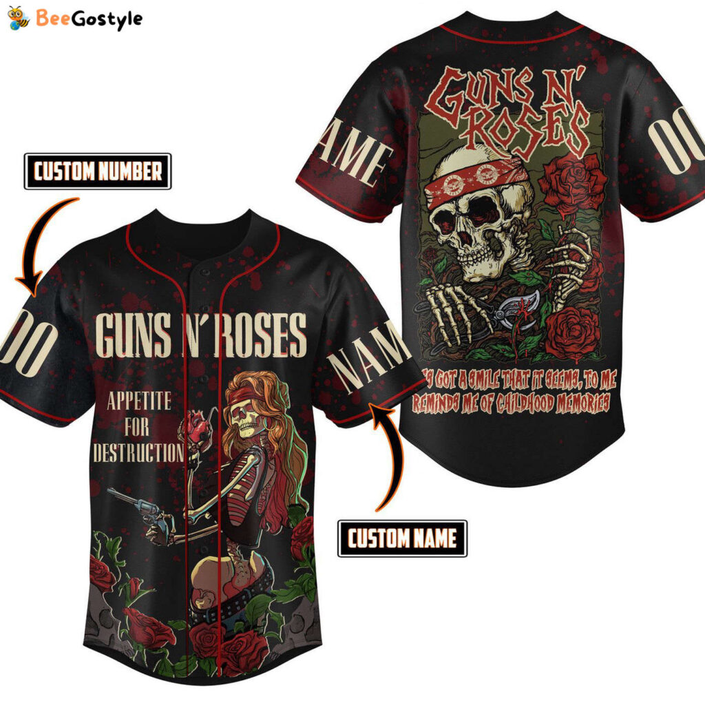 Guns N Roses Baseball Jersey For Men Women And Kids Gift for Fans Guns N Roses Baseball Jersey For Men Women And Kids Gift for Fans