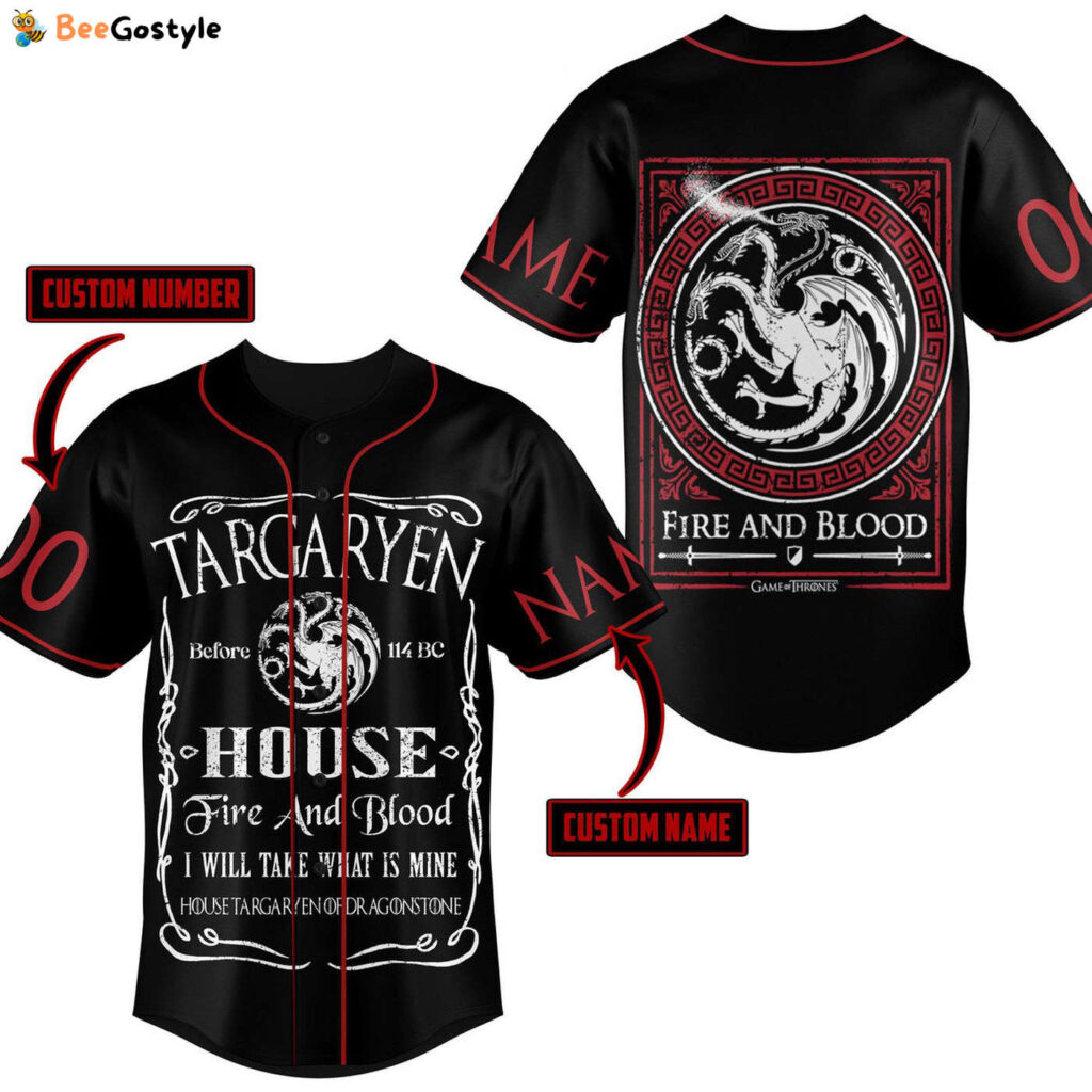 House Targaryen Baseball Jersey For Men Women And Kids Gift for Fans House Targaryen Baseball Jersey For Men Women And Kids Gift for Fans