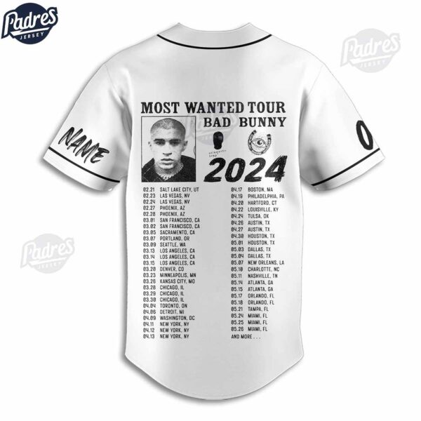 Most Wanted Bad Bunny Tour Gift Custom Baseball Jersey Shirt
