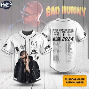 Most Wanted Bad Bunny Tour Gift Custom Baseball Jersey Shirt