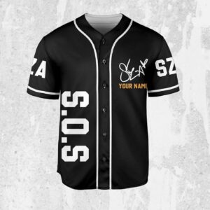 Personalize SZA SOS Black And White Jersey, Sza Baseball Jersey, SOS New Album Gift for Fans