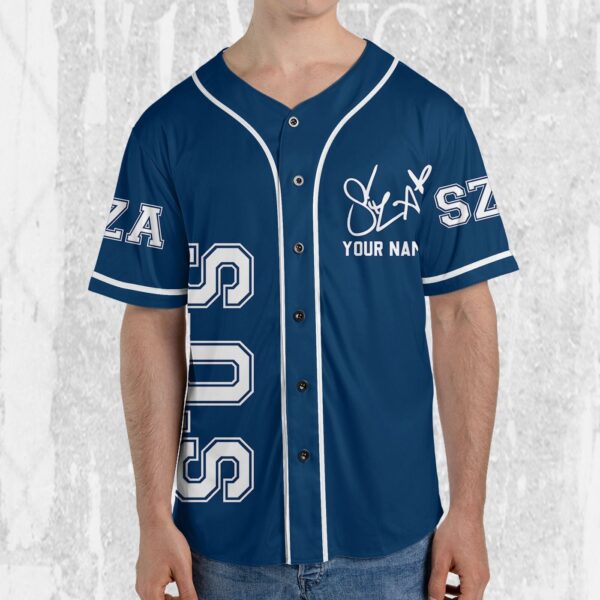 Personalize SZA SOS Blue Jersey, Sza Baseball Jersey, SOS New Album Gift for Fans