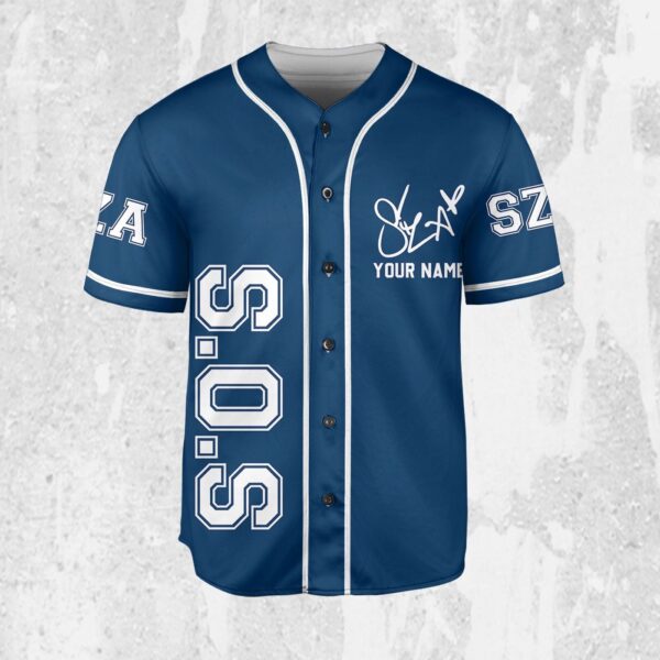 Personalize SZA SOS Blue Jersey, Sza Baseball Jersey, SOS New Album Gift for Fans