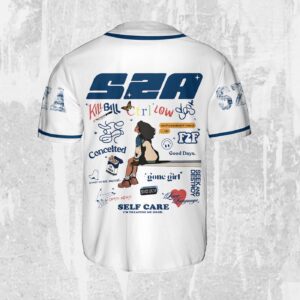 Personalize SZA SOS White And Blue Jersey, Sza Baseball Jersey, SOS New Album Gift for Fans 1