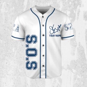 Personalize SZA SOS White And Blue Jersey, Sza Baseball Jersey, SOS New Album Gift for Fans
