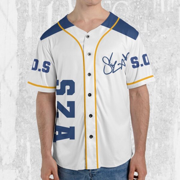 Personalize SZA Yellow And Blue Jersey, Sza Baseball Jersey, SOS New Album Gift for Fans