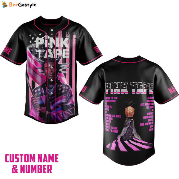 Pink Tape Baseball Jersey For Men Women And Kids Gift for Fans