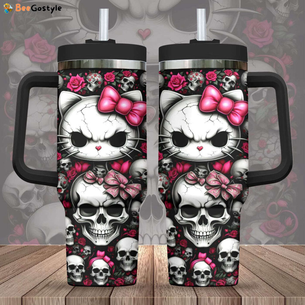 Sugar Skull x Hello Kitty 40oz Stanley Tumbler – Gift for Fans – Gift for Fans Sugar Skull x Hello Kitty 40oz Stanley Tumbler – Gift for Fans – Gift for Fans
