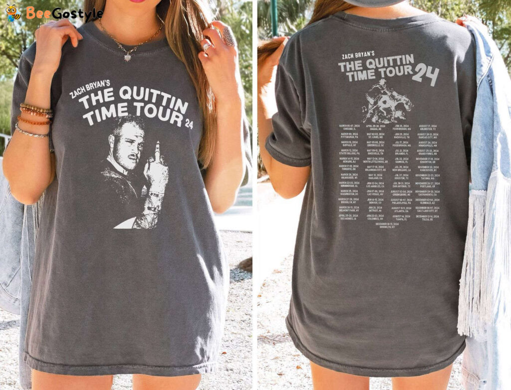 Zach Bryan Quittin Time Tour 2024 T-Shirt: Official Merch for Fans Zach Bryan Quittin Time Tour 2024 T-Shirt: Official Merch for Fans