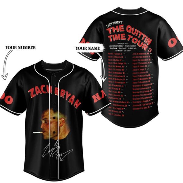 Zach Bryan The Quittin Time Tour Baseball Jersey For Men Women And Kids Gift for Fans