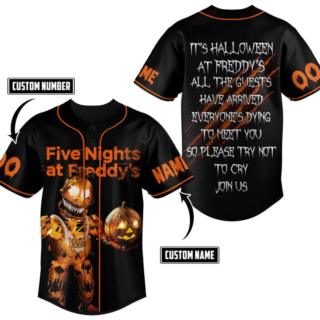 Five Night At Freddy Baseball Jersey For Men Women And Kids Gift Five Night At Freddy Baseball Jersey For Men Women And Kids Gift