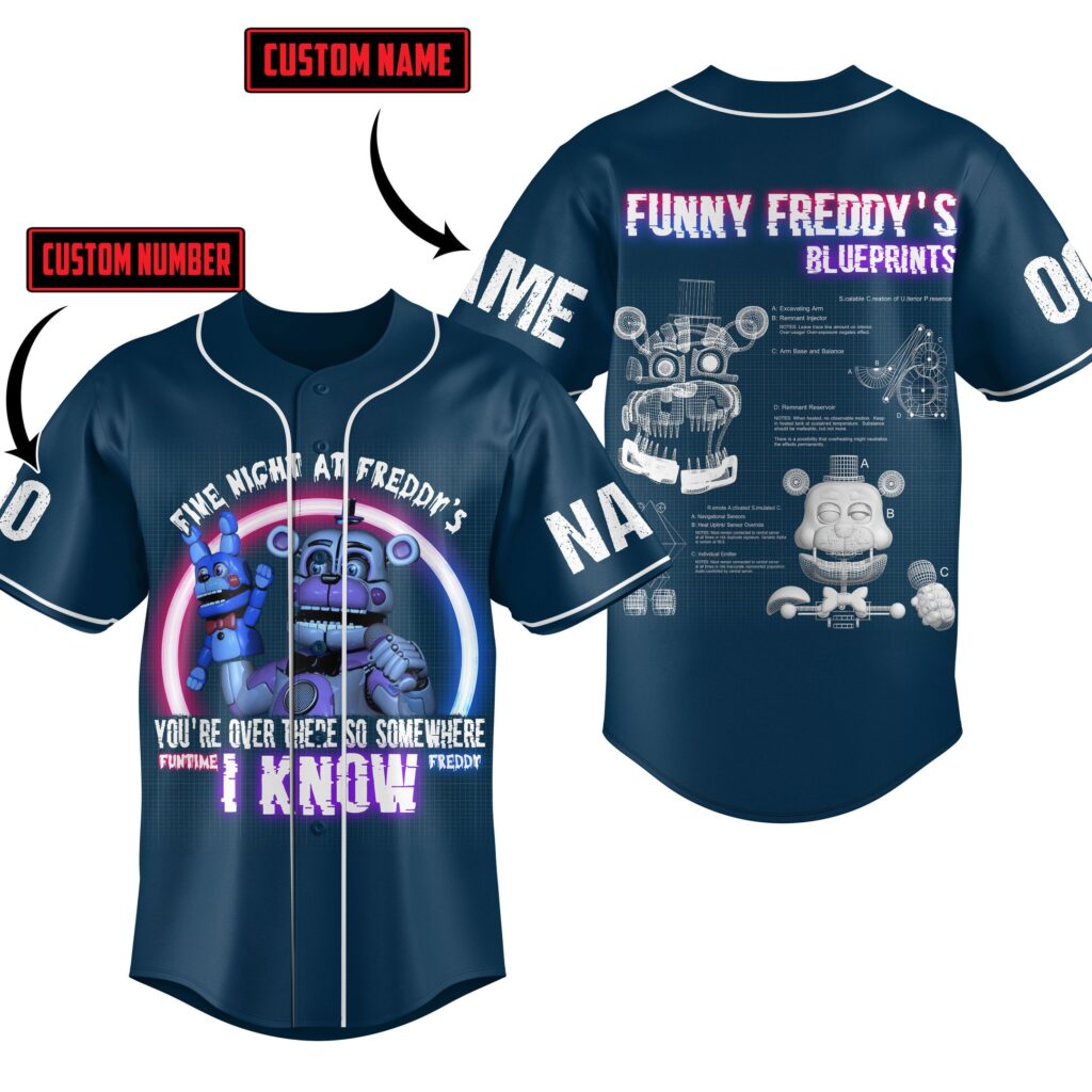 Five Night At Freddy Baseball Jersey For Men Women And Kids Gift Five Night At Freddy Baseball Jersey For Men Women And Kids Gift