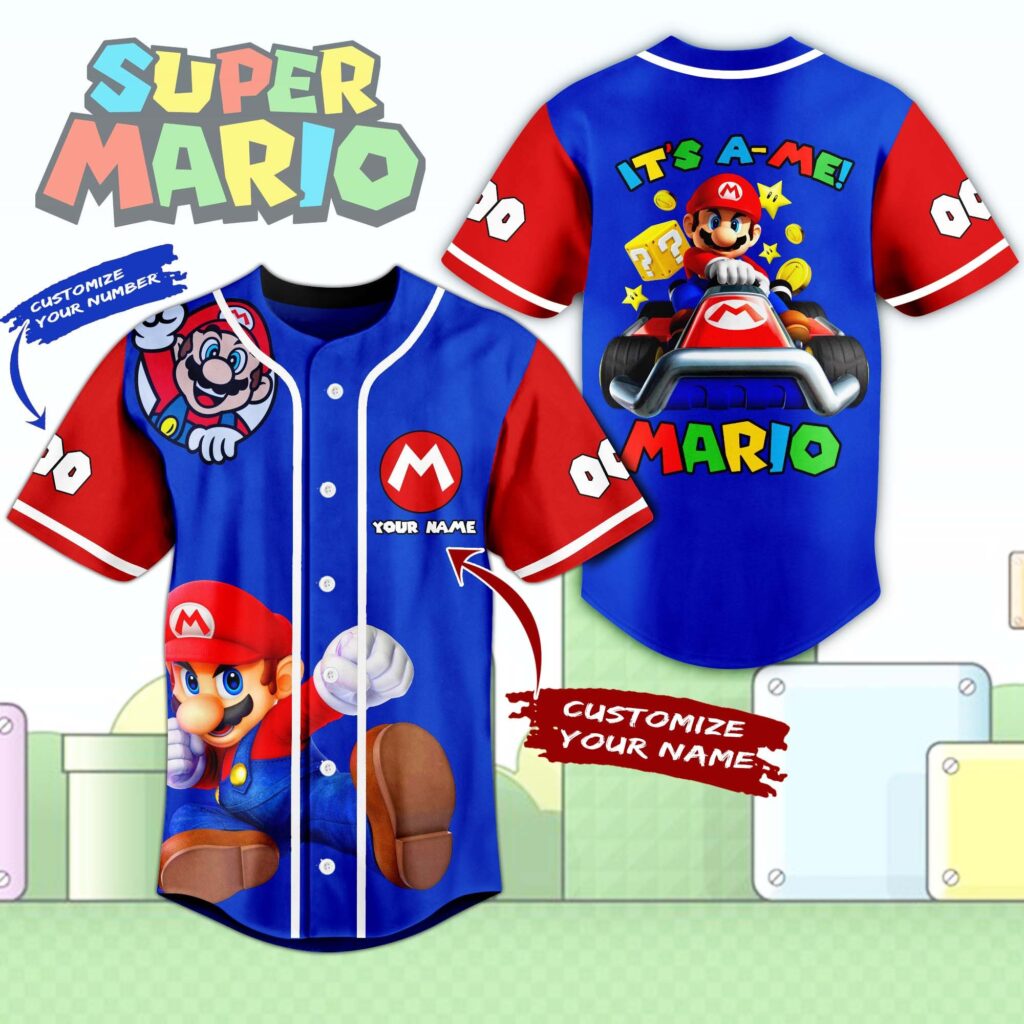 Super Mario Baseball Jersey For Men Women And Kids Gift Super Mario Baseball Jersey For Men Women And Kids Gift