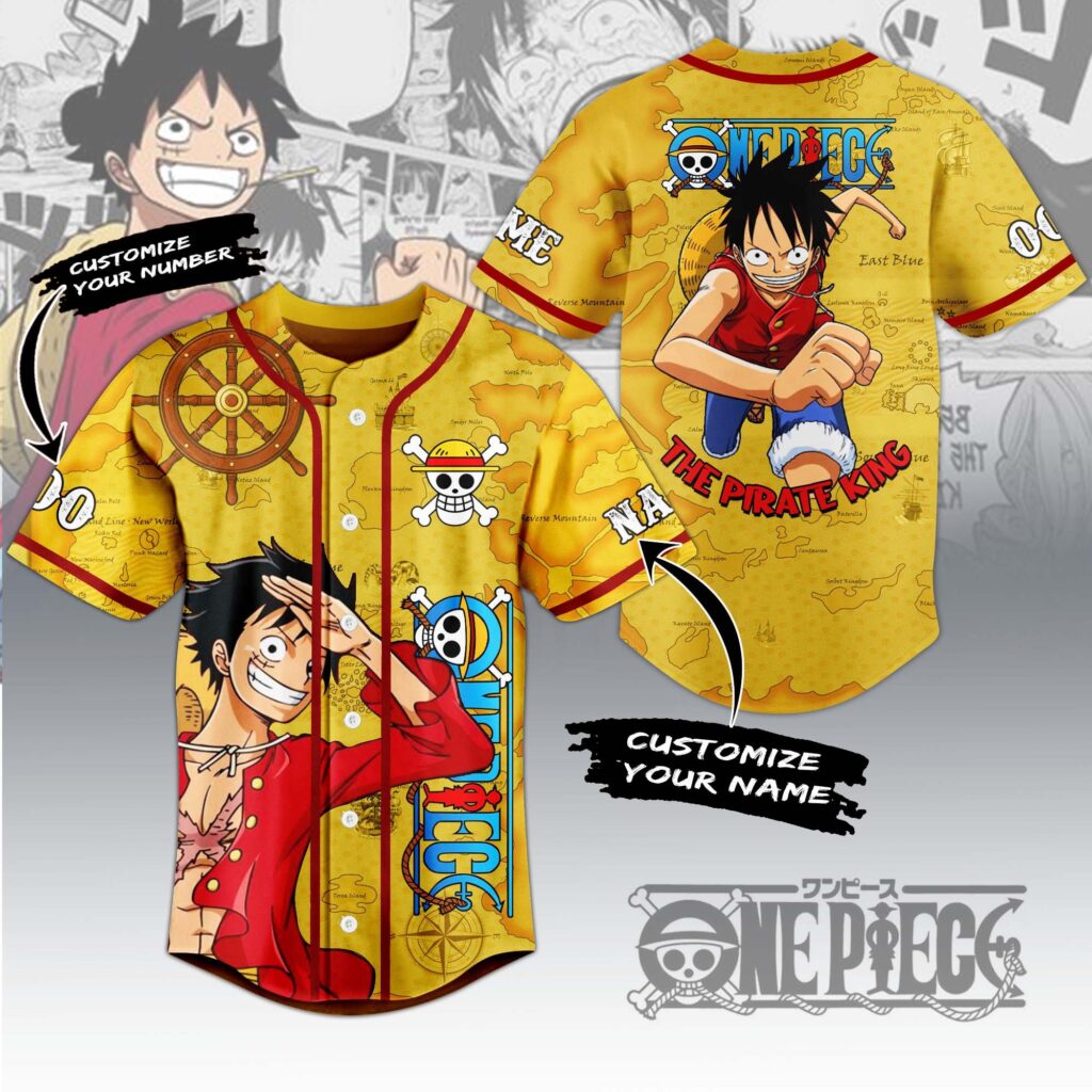 One Piece The Pirate King Baseball Jersey For Men Women And Kids Gift One Piece The Pirate King Baseball Jersey For Men Women And Kids Gift