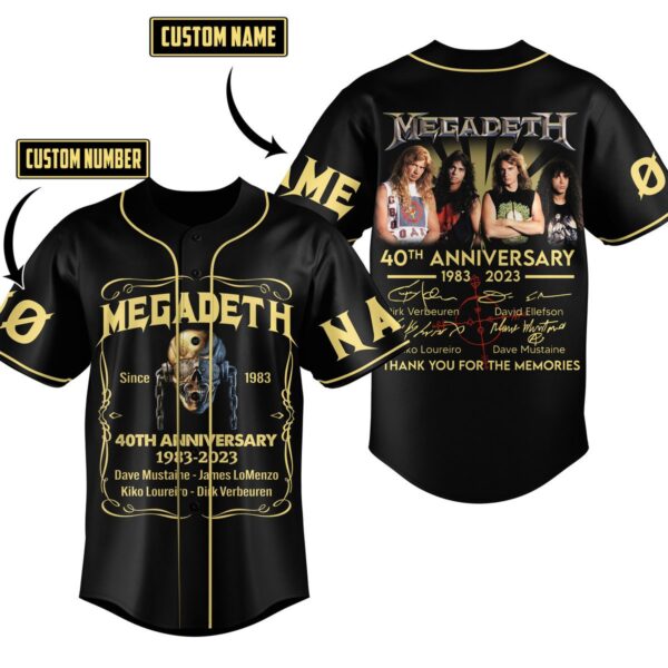 Megadeth Giftth Anniversary Baseball Jersey For Men Women And Kids Gift