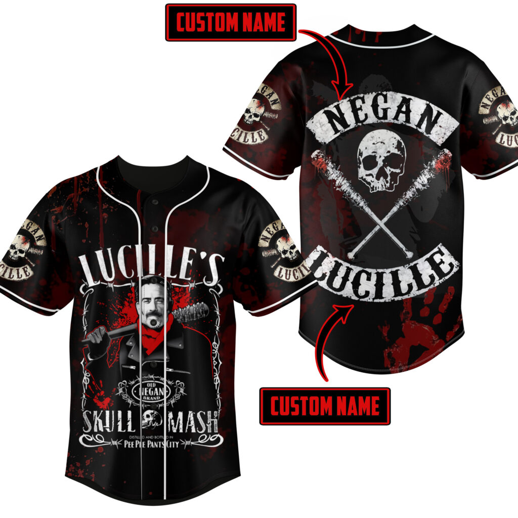 Lucille Skull Mash Baseball Jersey For Men Women And Kids Gift for Fans Lucille Skull Mash Baseball Jersey For Men Women And Kids Gift for Fans