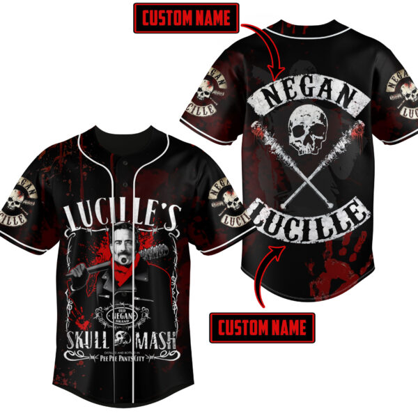 Lucille Skull Mash Baseball Jersey For Men Women And Kids Gift for Fans