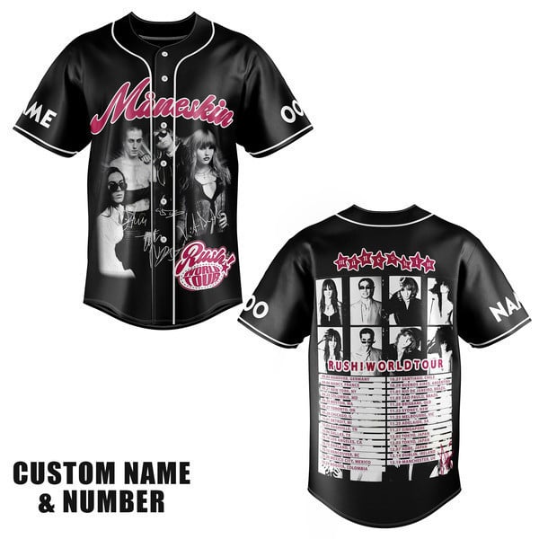 Maneskin Rush World Tour Baseball Jersey For Men Women And Kids Gift for Fans Maneskin Rush World Tour Baseball Jersey For Men Women And Kids Gift for Fans