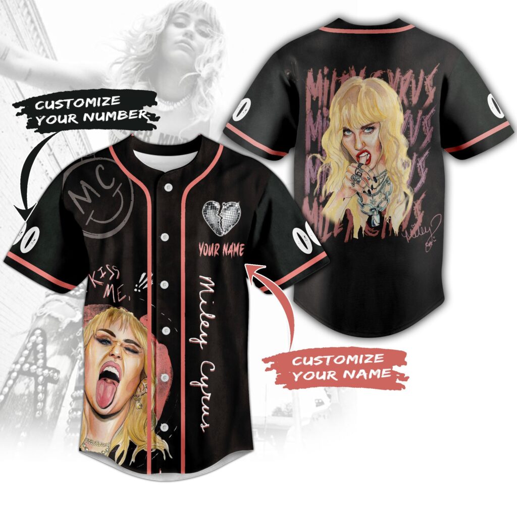 Miley Cyrus Baseball Jersey For Men Women And Kids Gift for Fans Miley Cyrus Baseball Jersey For Men Women And Kids Gift for Fans