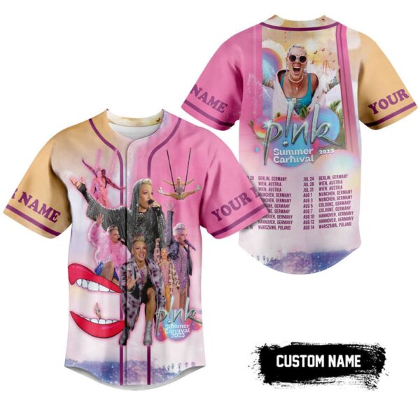 Pink Summer Carnival Baseball Jersey For Men Women And Kids Gift for Fans