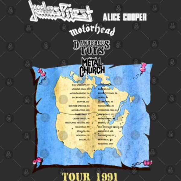Vintage 1991 Operation Rock N Roll Motorhead Judas Priest Alice Cooper Metal Church Shirt