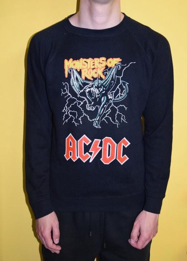 Vintage 80s Ac Dc Monsters Of Rock Sweatshirt M Motorhead Aerosmith Kiss Ozzy Osbourne Black Sabbath Deep Purple Cooper Dio
